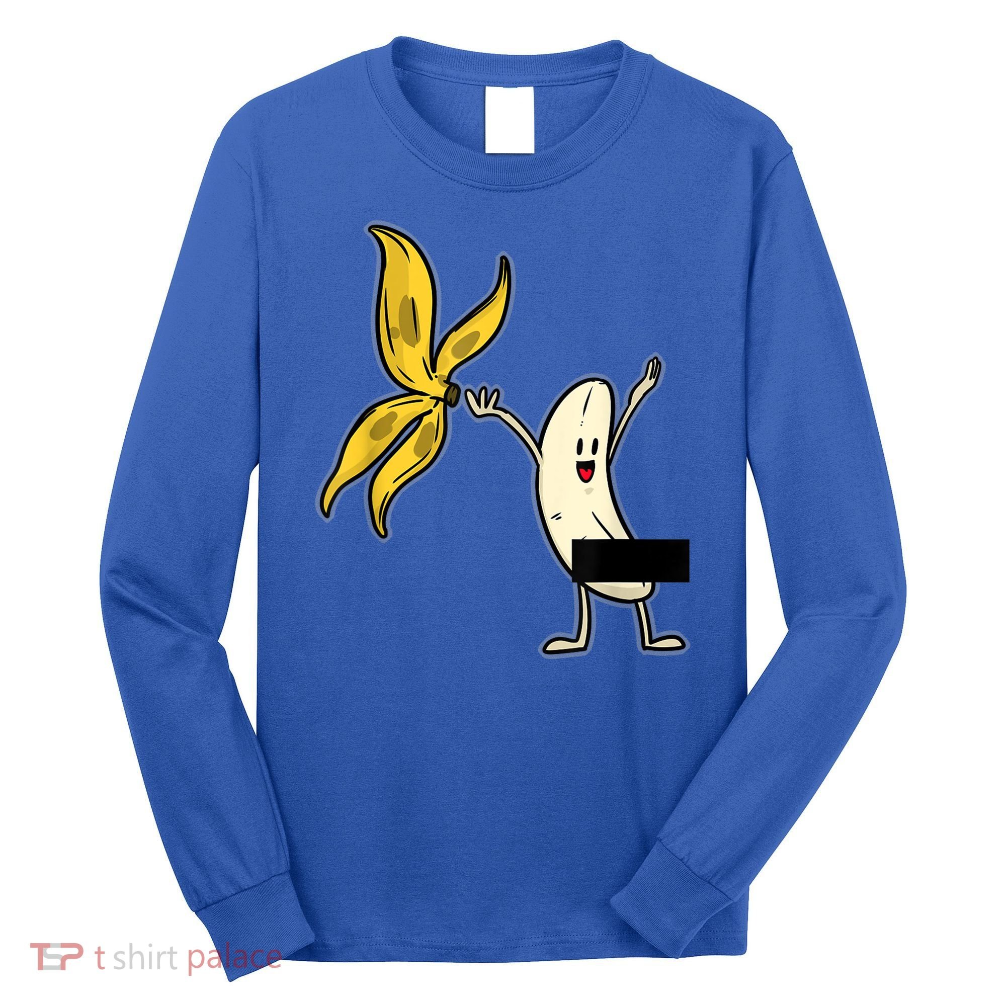 Banana Striptease Censored Gift Naked Funny Adult Gift Long Sleeve Shirt