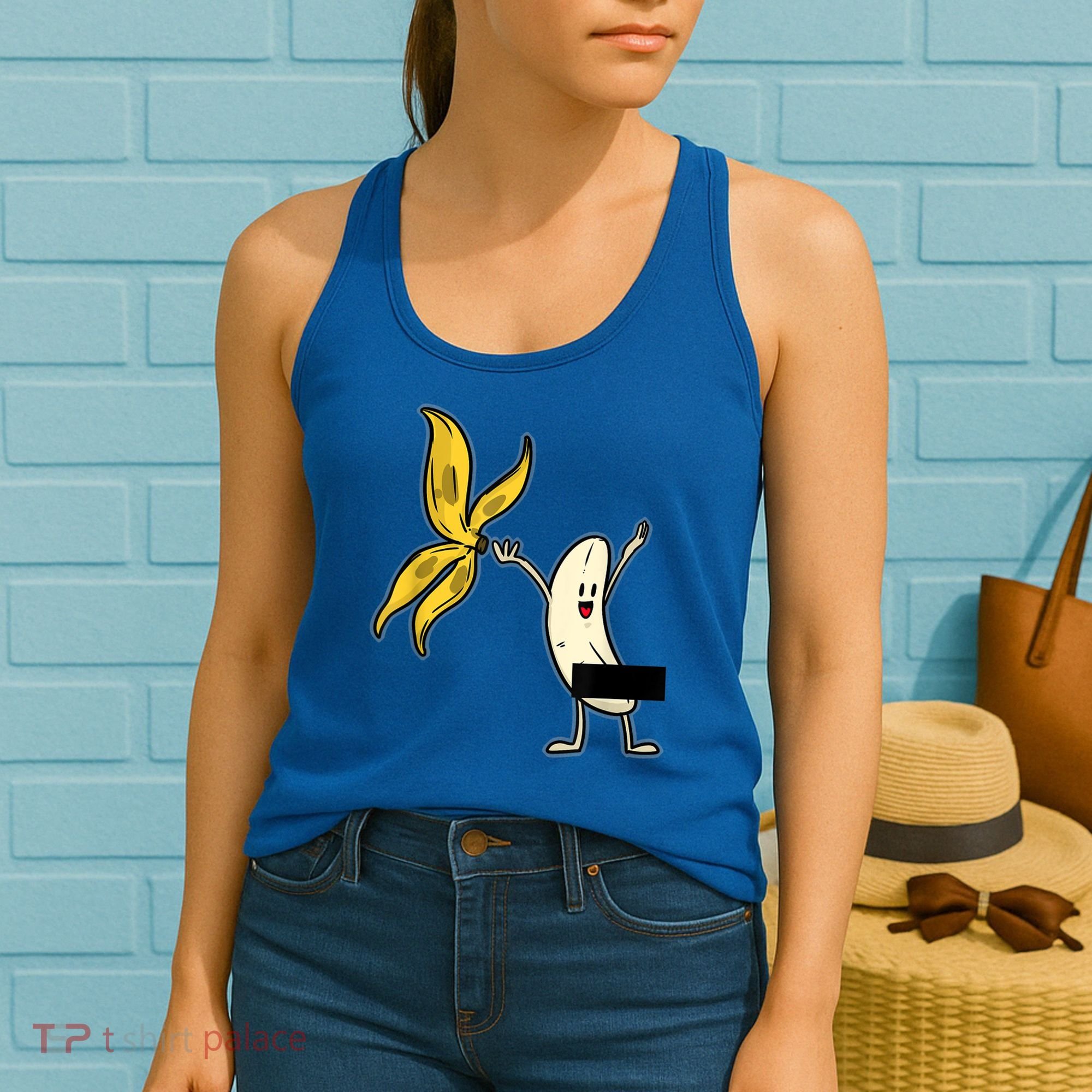 Banana Striptease Censored Gift Naked Funny Adult Gift Women's Tank Top