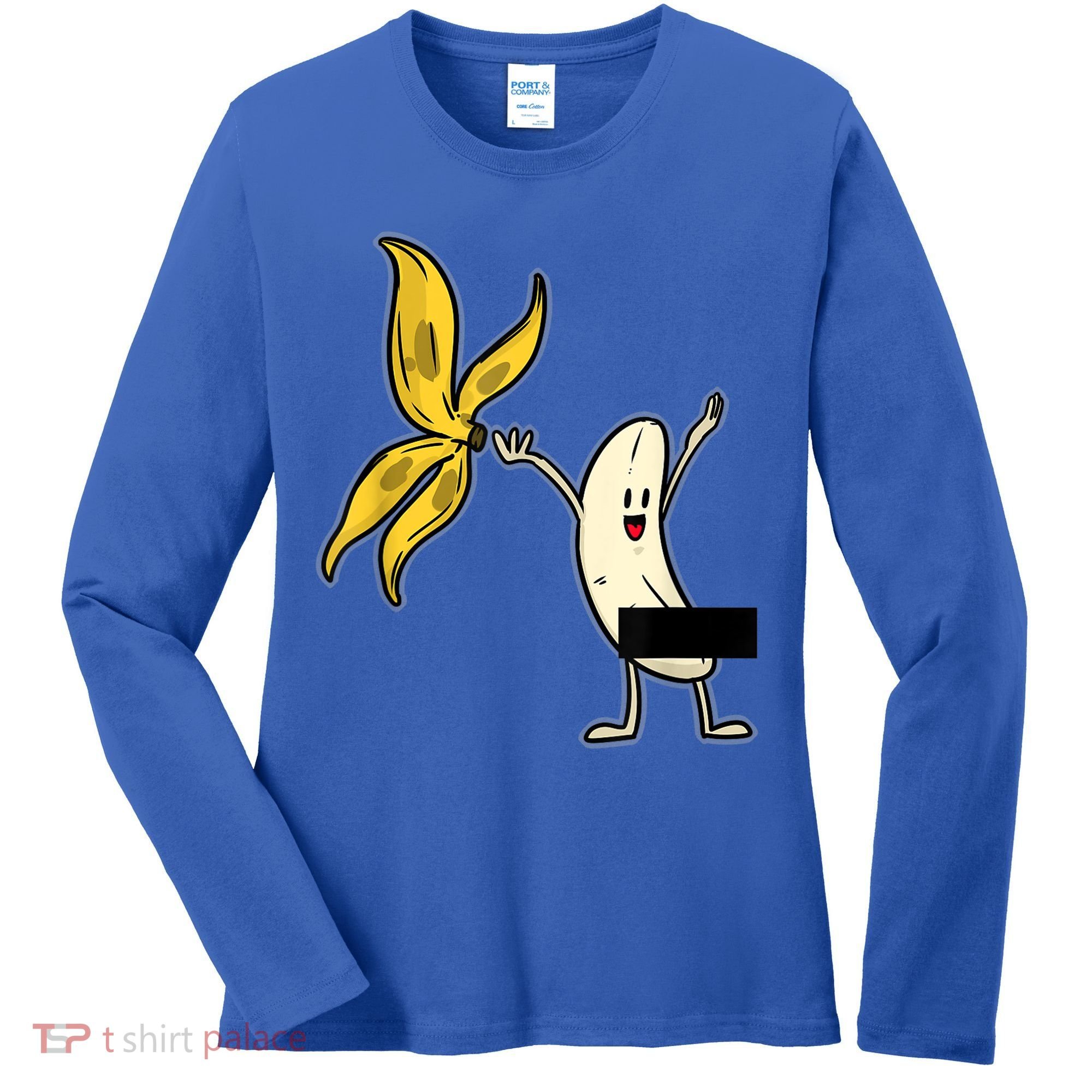 Banana Striptease Censored Gift Naked Funny Adult Gift Women's Long Sleeve Shirt