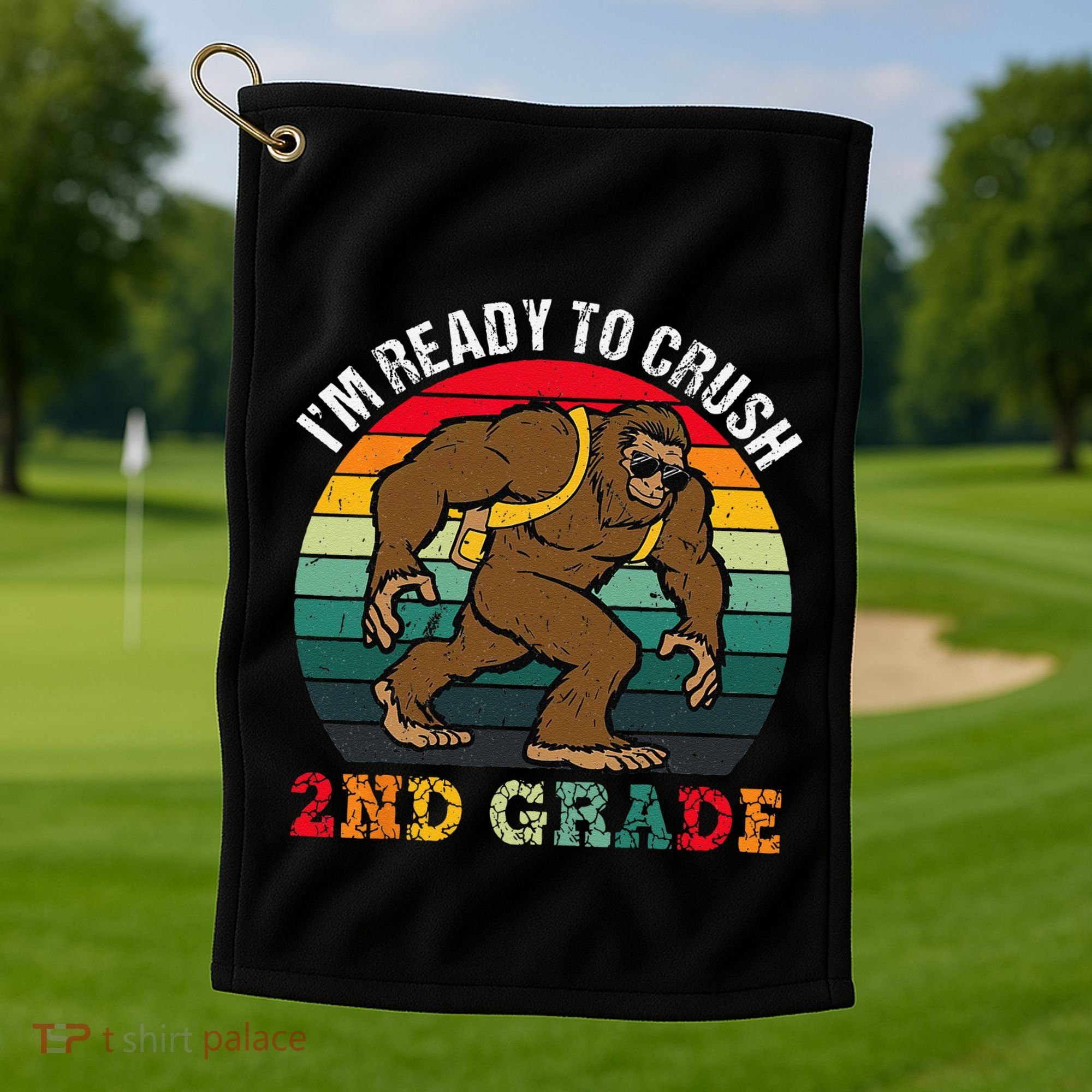 Bigfoot Sasquatch Crush 2nd Grade Second First Day Of School Gift Golf Towel