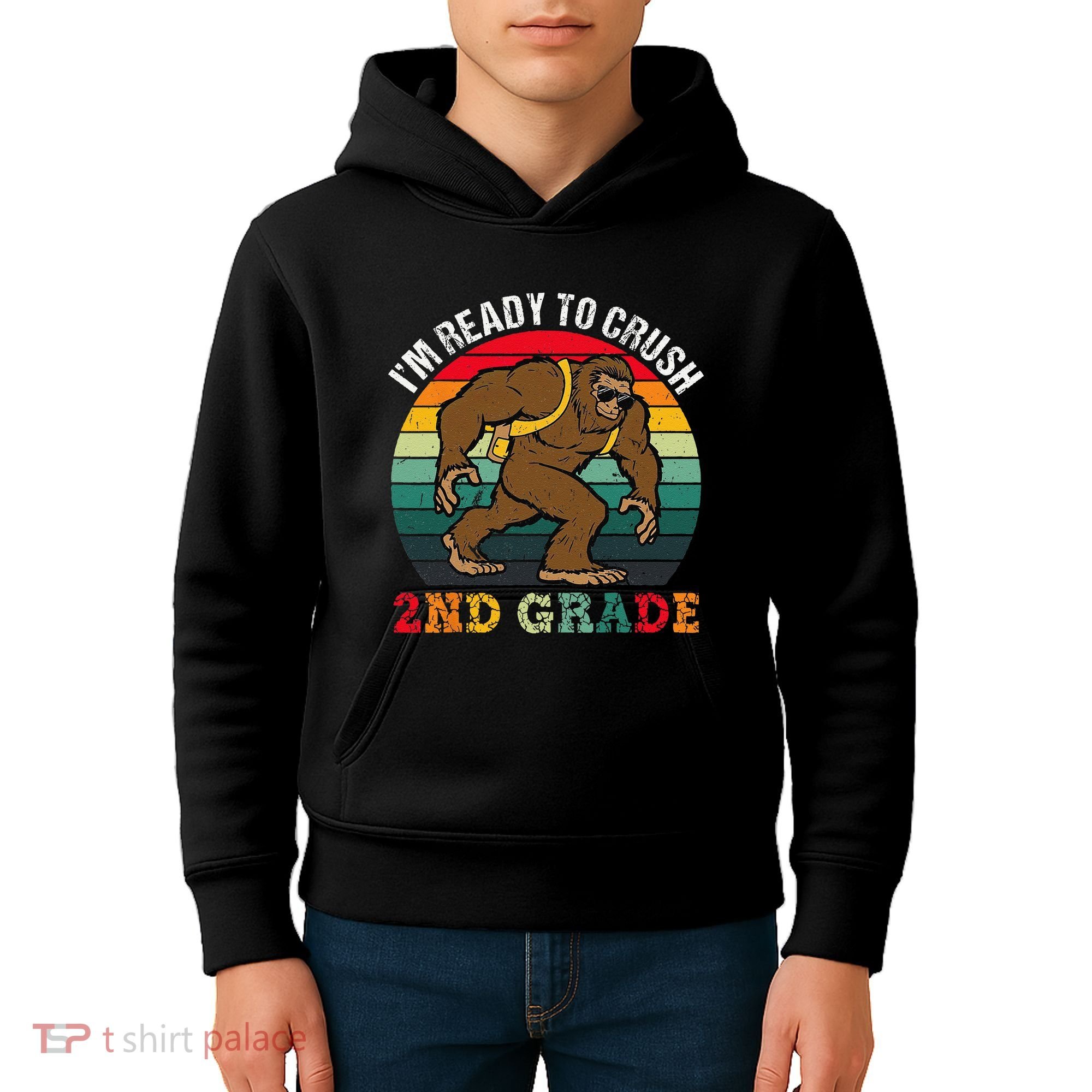 Bigfoot Sasquatch Crush 2nd Grade Second First Day Of School Gift Kids Hoodie