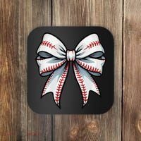 Baseball Softball Coquette Bow Game Heart Love Mom Life Coaster thumb 0