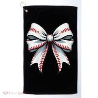 Baseball Softball Coquette Bow Game Heart Love Mom Life Golf Towel thumb 0