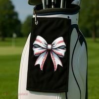 Baseball Softball Coquette Bow Game Heart Love Mom Life Golf Towel thumb 2