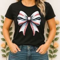 Baseball Softball Coquette Bow Game Heart Love Mom Life Women's T-Shirt thumb 2