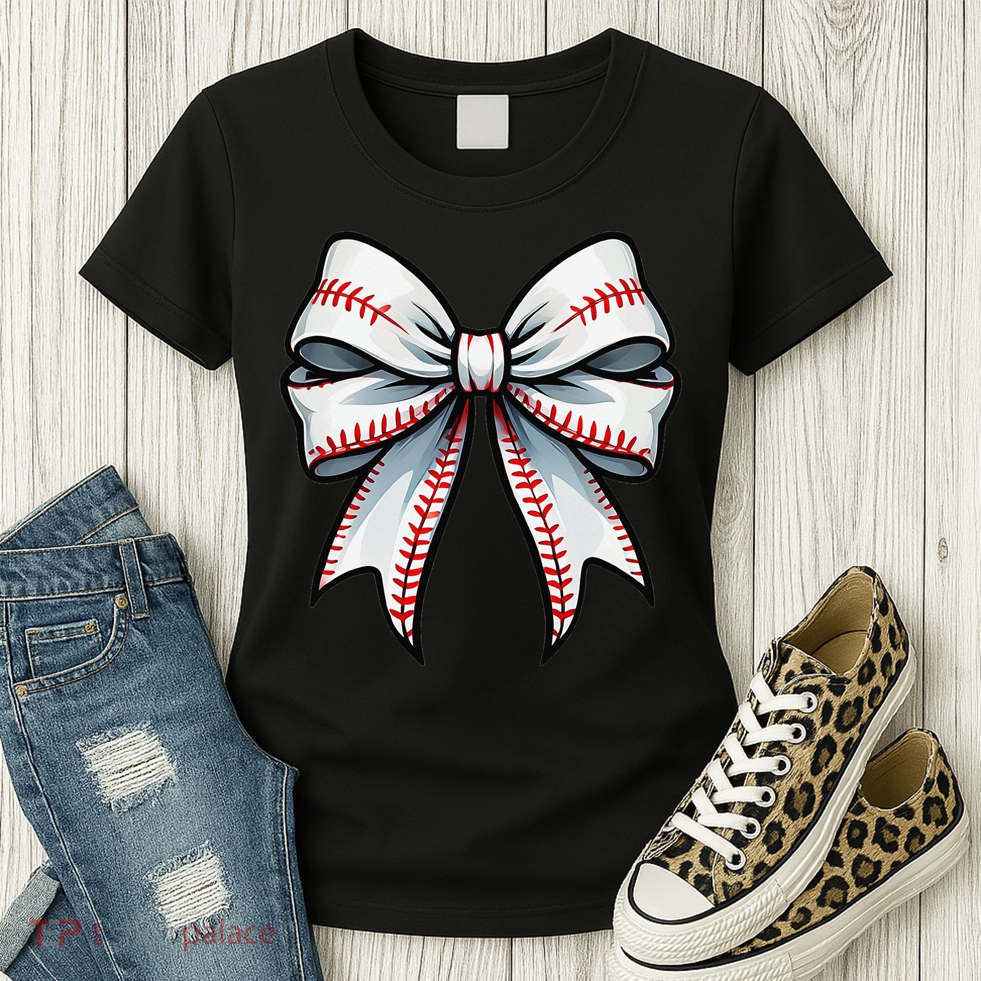 Baseball Softball Coquette Bow Game Heart Love Mom Life Women's T-Shirt