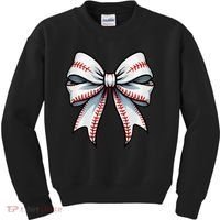 Baseball Softball Coquette Bow Game Heart Love Mom Life Kids Sweatshirt thumb 0