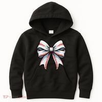 Baseball Softball Coquette Bow Game Heart Love Mom Life Kids Hoodie thumb 0