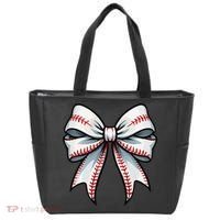 Baseball Softball Coquette Bow Game Heart Love Mom Life Tote Bag thumb 0