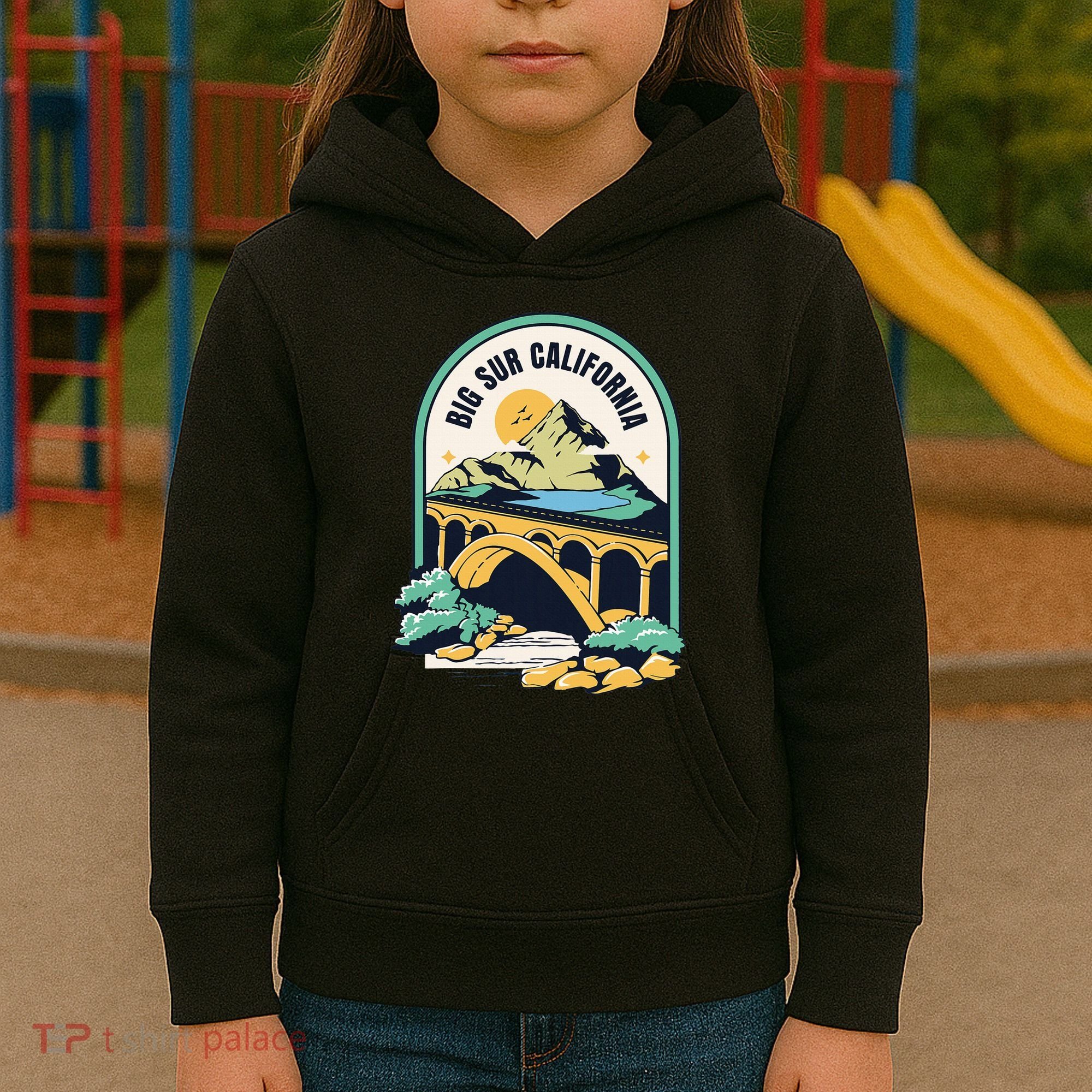 Big Sur California Bixby Bridge Coastal Highway Kids Hoodie