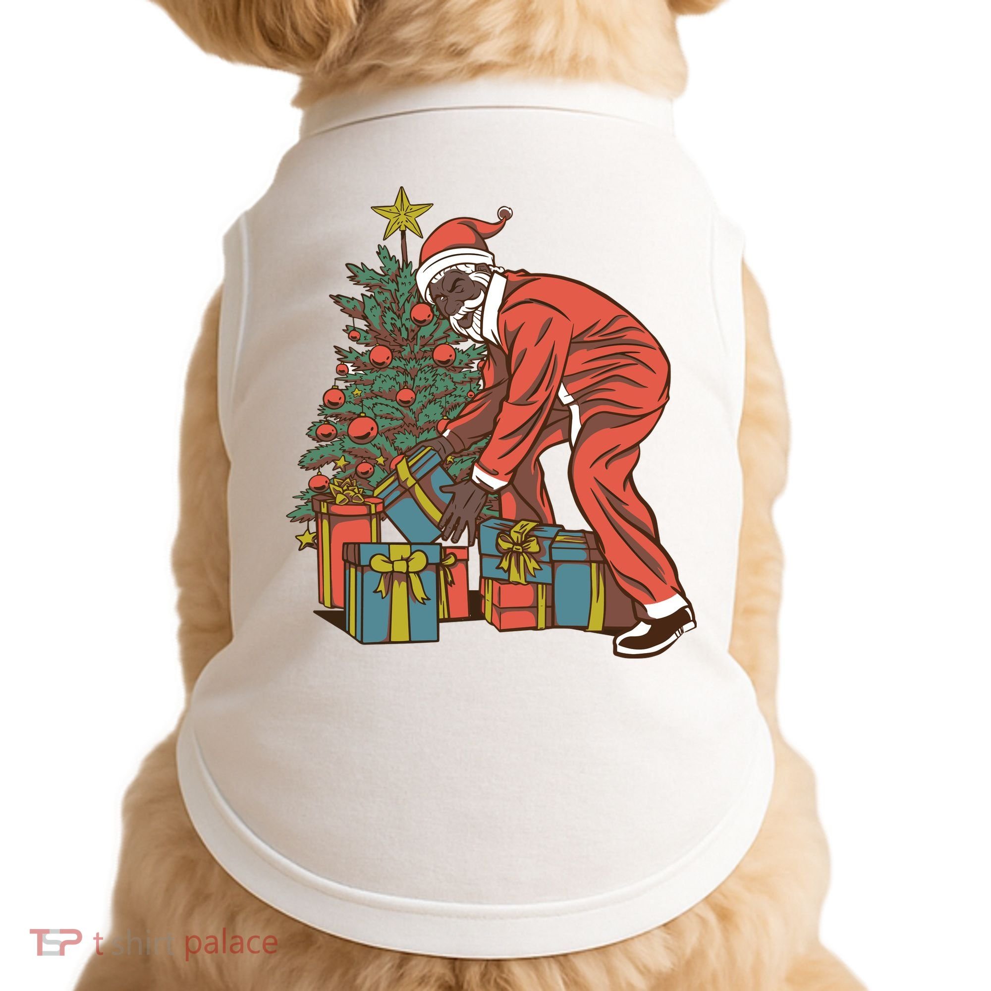 Black Santa Claus Funny Christmas Gift Doggie Tank