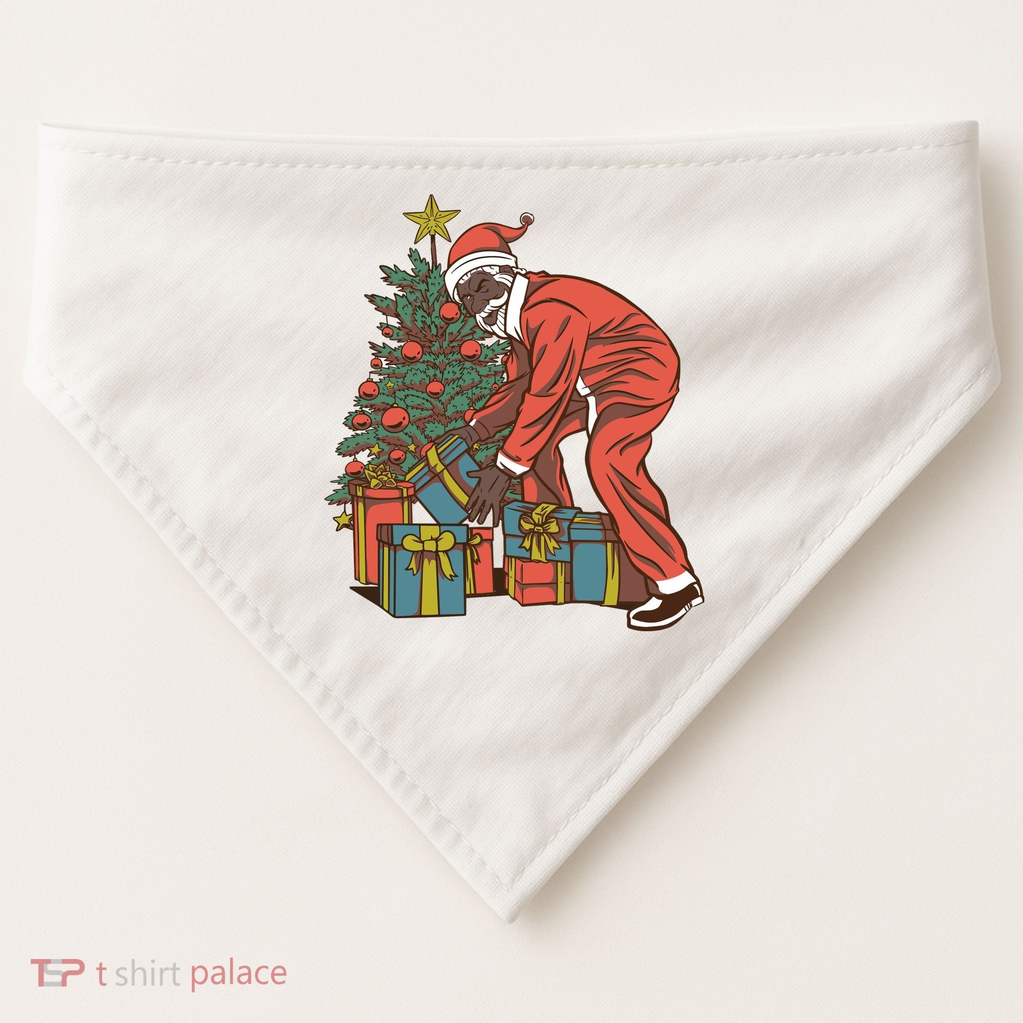 Black Santa Claus Funny Christmas Gift USA-Made Doggie Bandana