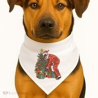Black Santa Claus Funny Christmas Gift USA-Made Doggie Bandana thumb 1