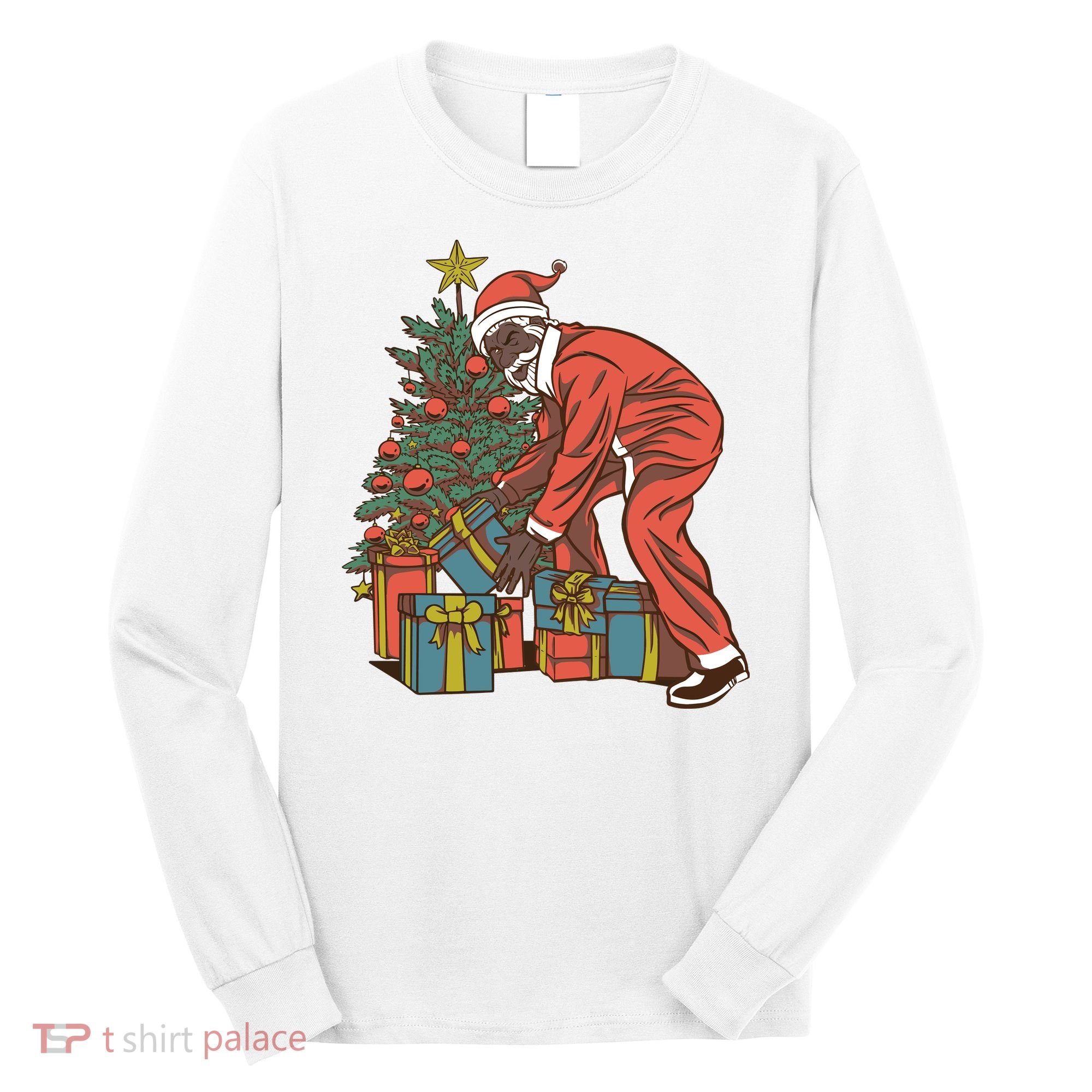 Black Santa Claus Funny Christmas Gift Long Sleeve Shirt