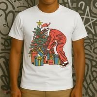 Black Santa Claus Funny Christmas Gift T-Shirt thumb 3