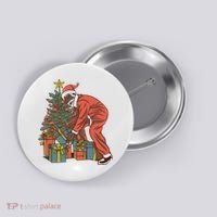 Black Santa Claus Funny Christmas Gift Button thumb 0