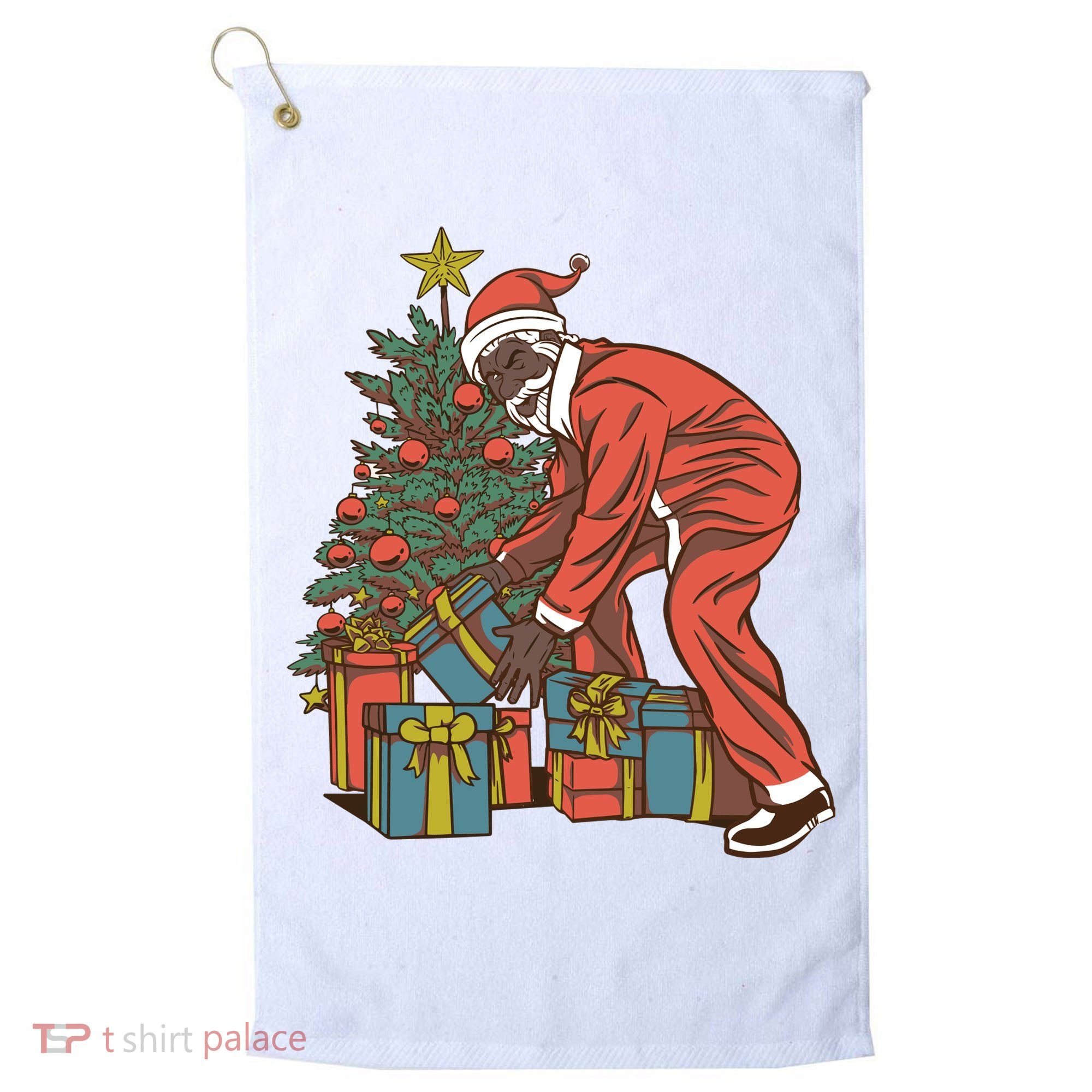 Black Santa Claus Funny Christmas Gift Golf Towel