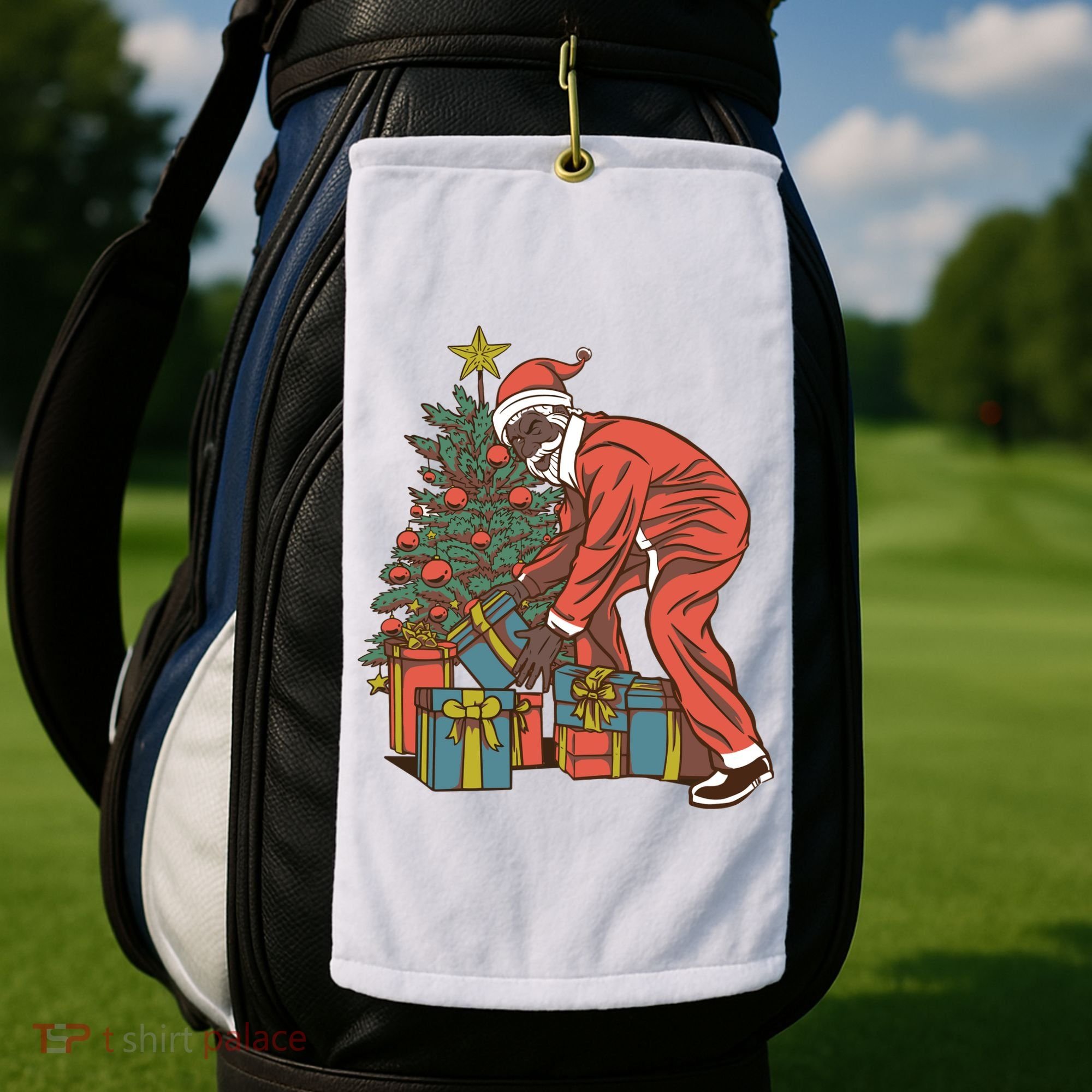 Black Santa Claus Funny Christmas Gift Golf Towel