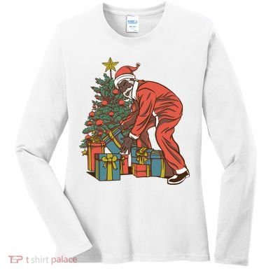 Black Santa Claus Funny Christmas Gift Women's Long Sleeve Shirt