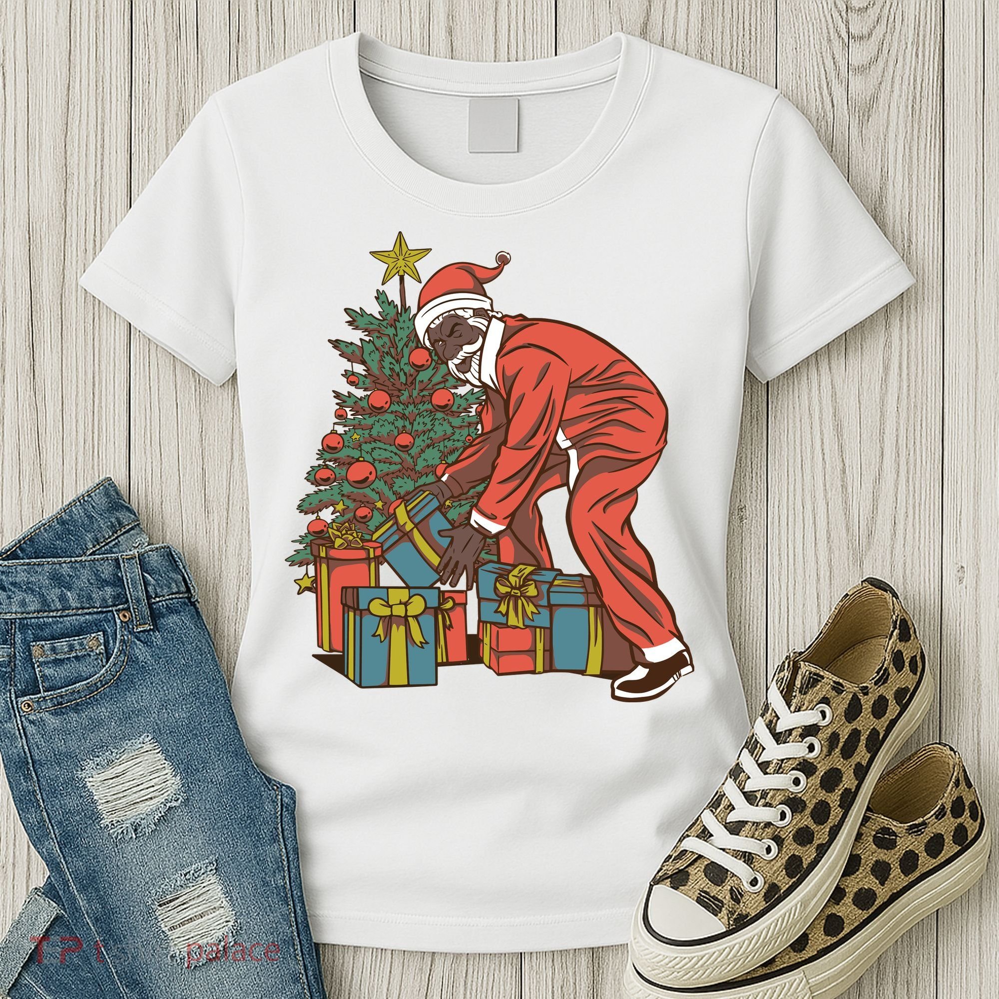 Black Santa Claus Funny Christmas Gift Women's T-Shirt