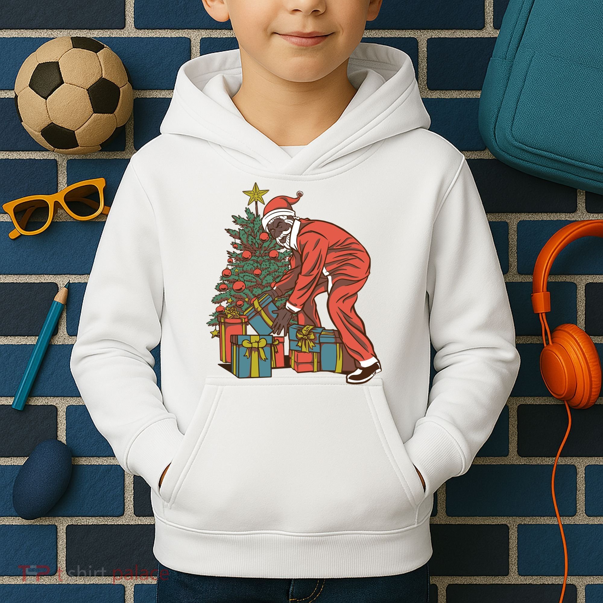Black Santa Claus Funny Christmas Gift Kids Hoodie