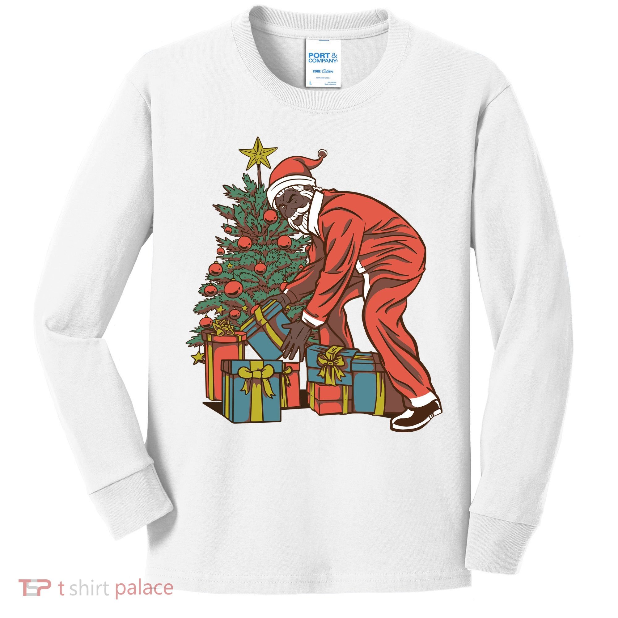 Black Santa Claus Funny Christmas Gift Kids Long Sleeve Shirt