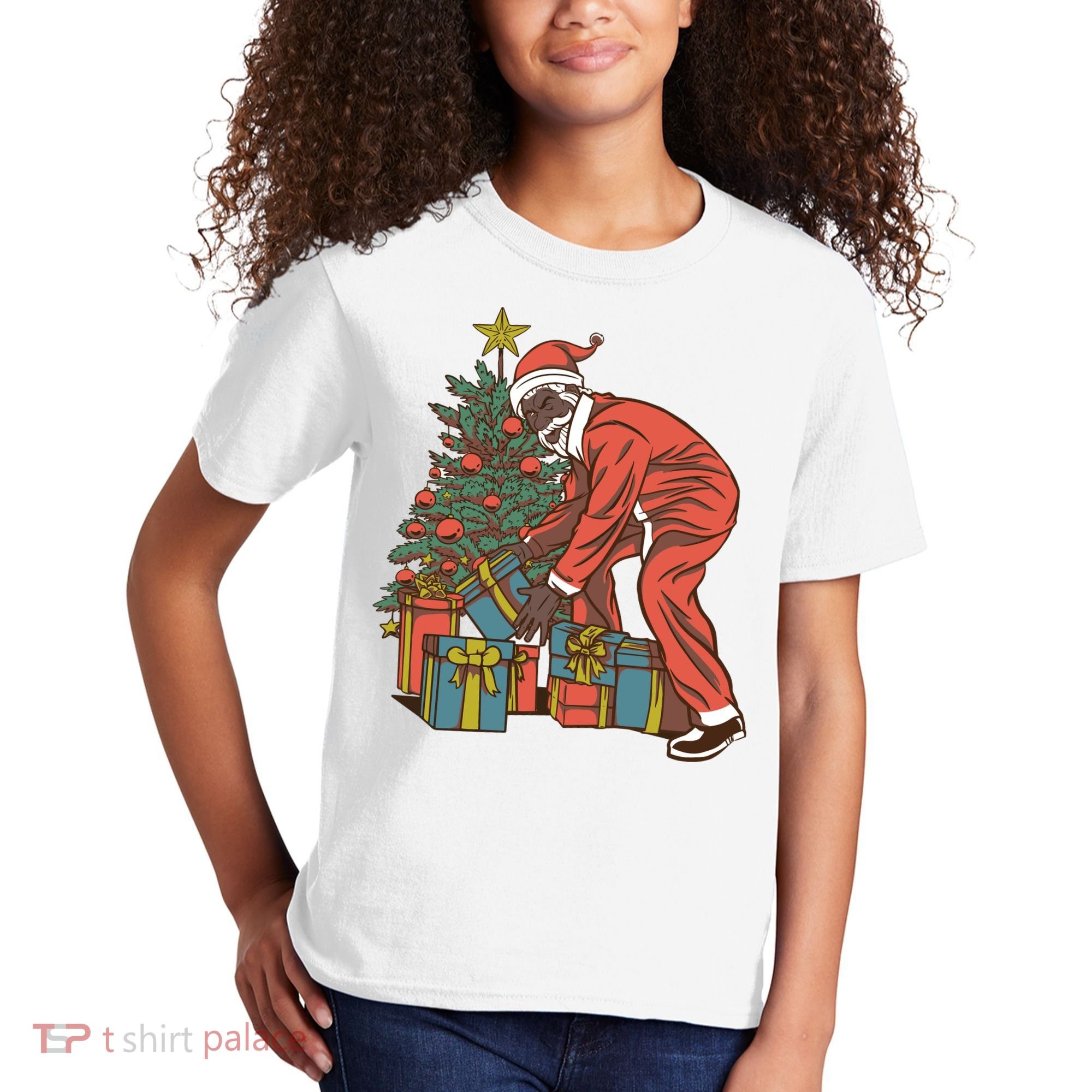 Black Santa Claus Funny Christmas Gift Kids T-Shirt