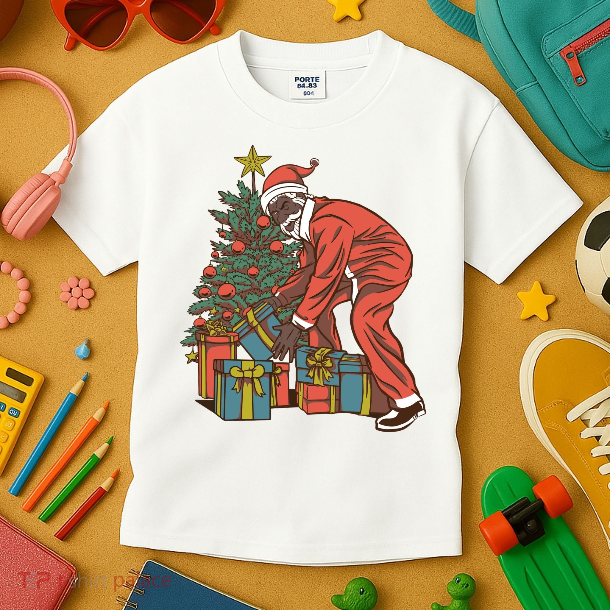 Black Santa Claus Funny Christmas Gift Kids T-Shirt