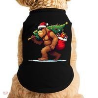 Bigfoot Santa Christmas Tree Lights Funny Xmas Sasquatch Doggie Tank thumb 0