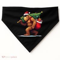 Bigfoot Santa Christmas Tree Lights Funny Xmas Sasquatch USA-Made Doggie Bandana thumb 0