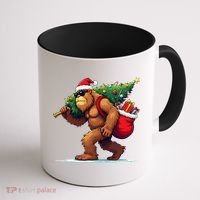 Bigfoot Santa Christmas Tree Lights Funny Xmas Sasquatch Coffee Mug thumb 1