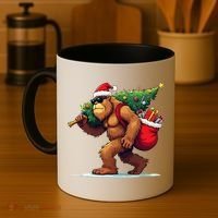 Bigfoot Santa Christmas Tree Lights Funny Xmas Sasquatch Coffee Mug thumb 4