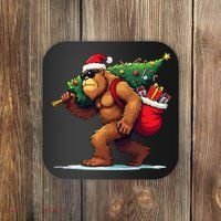 Bigfoot Santa Christmas Tree Lights Funny Xmas Sasquatch Coaster thumb 0