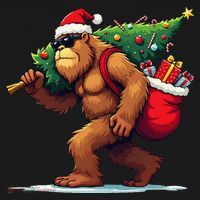 Bigfoot Santa Christmas Tree Lights Funny Xmas Sasquatch Women's Hoodie thumb 2