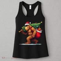Bigfoot Santa Christmas Tree Lights Funny Xmas Sasquatch Women's Tank Top thumb 3