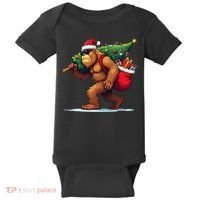 Bigfoot Santa Christmas Tree Lights Funny Xmas Sasquatch Baby Bodysuit thumb 0