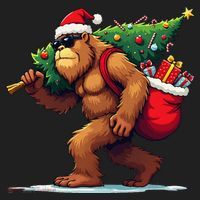 Bigfoot Santa Christmas Tree Lights Funny Xmas Sasquatch Hat thumb 2