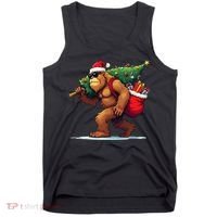 Bigfoot Santa Christmas Tree Lights Funny Xmas Sasquatch Tank Top thumb 0