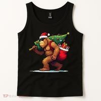 Bigfoot Santa Christmas Tree Lights Funny Xmas Sasquatch Tank Top thumb 2