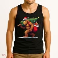 Bigfoot Santa Christmas Tree Lights Funny Xmas Sasquatch Tank Top thumb 3
