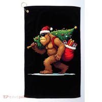 Bigfoot Santa Christmas Tree Lights Funny Xmas Sasquatch Golf Towel thumb 0