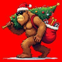Bigfoot Santa Christmas Tree Lights Funny Xmas Sasquatch Santa Hat thumb 1