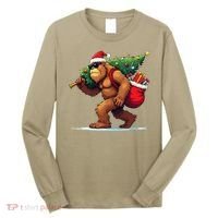 Bigfoot Santa Christmas Tree Lights Funny Xmas Sasquatch Long Sleeve Shirt thumb 0