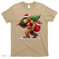 Bigfoot Santa Christmas Tree Lights Funny Xmas Sasquatch T-Shirt thumb 0