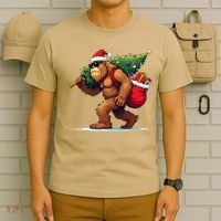Bigfoot Santa Christmas Tree Lights Funny Xmas Sasquatch T-Shirt thumb 6