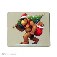 Bigfoot Santa Christmas Tree Lights Funny Xmas Sasquatch Mousepad thumb 0