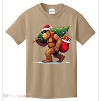 Bigfoot Santa Christmas Tree Lights Funny Xmas Sasquatch Kids T-Shirt thumb 0