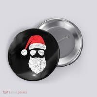 Bearded Santa Claus Hipster Button thumb 0