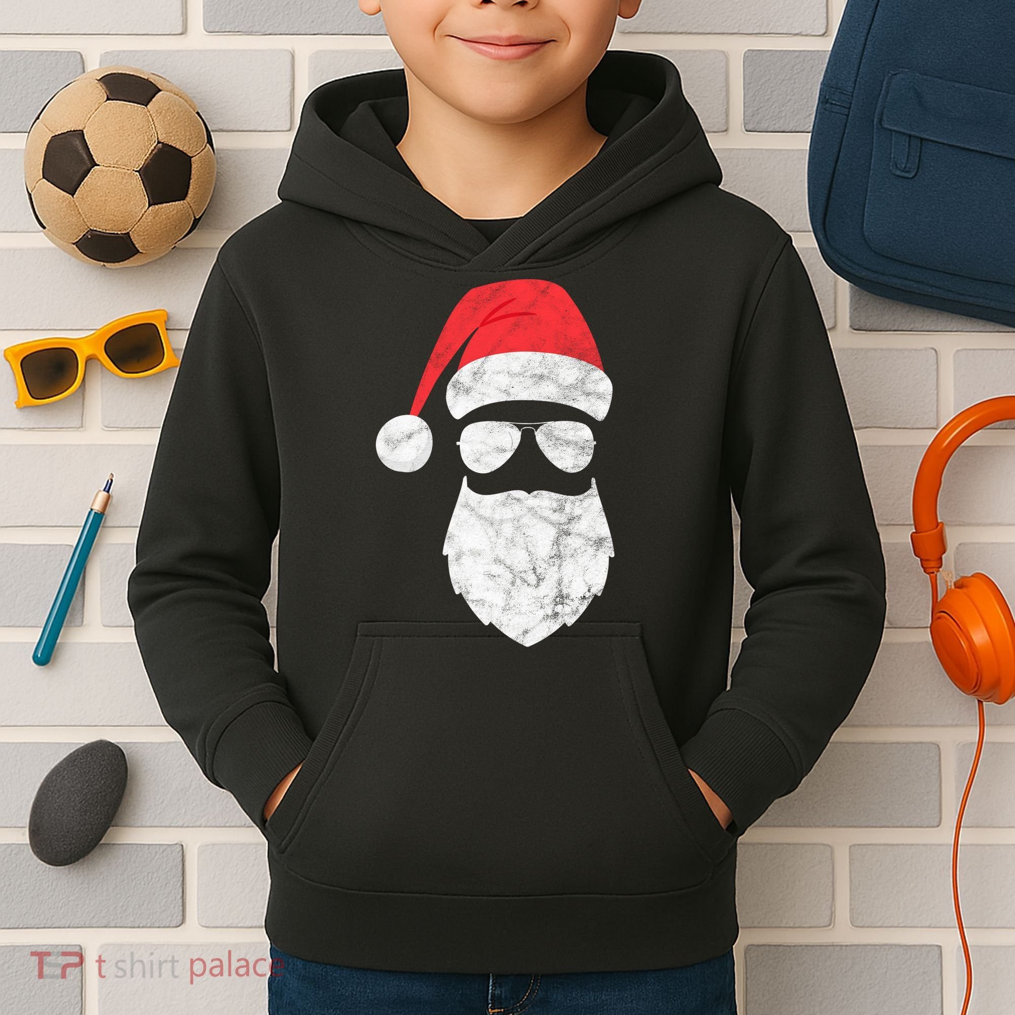 Bearded Santa Claus Hipster Kids Hoodie