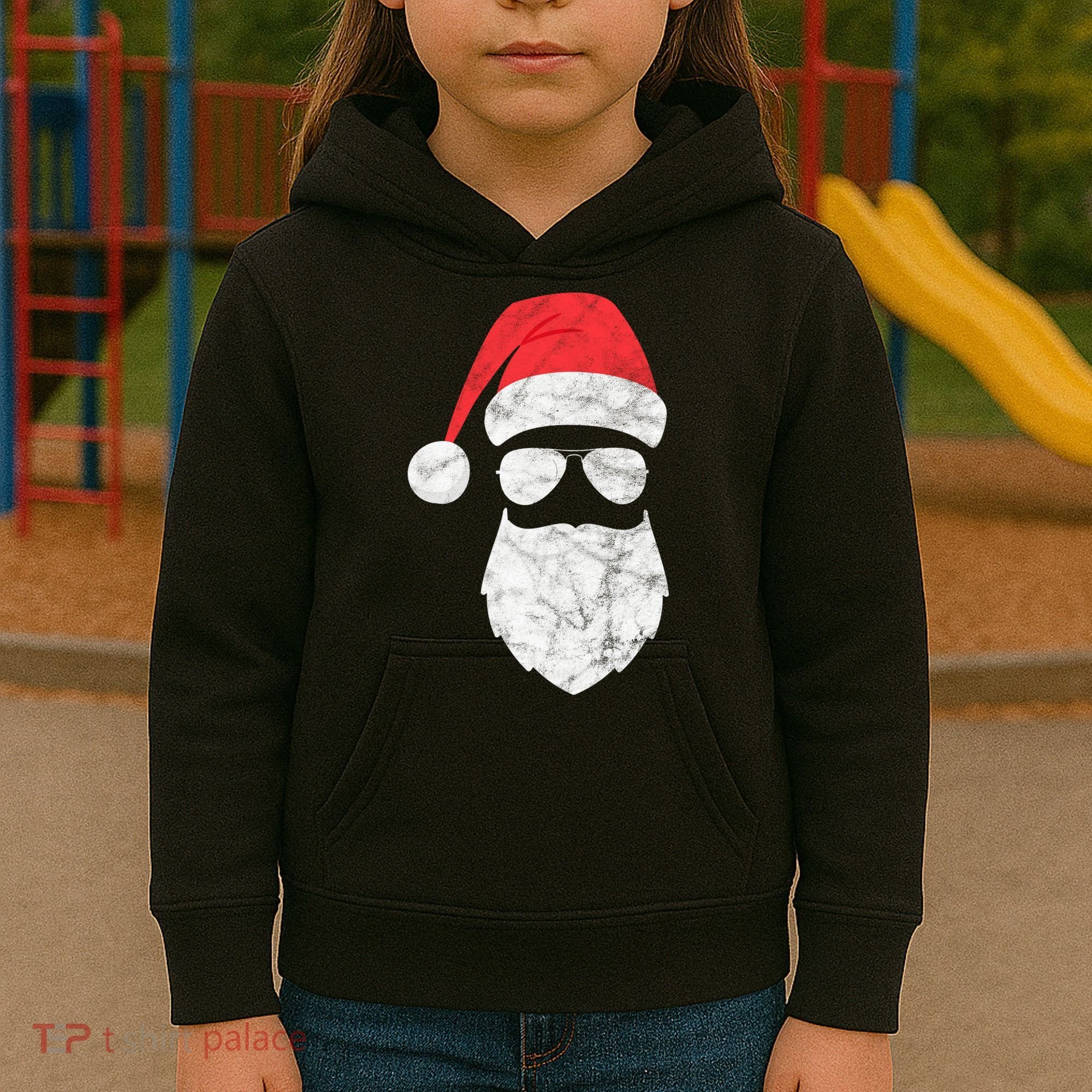 Bearded Santa Claus Hipster Kids Hoodie
